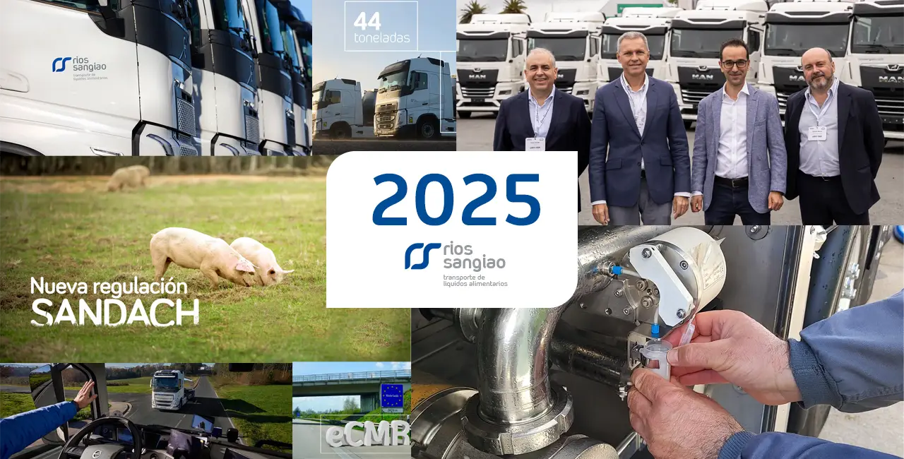 Collage de fotos de resumen de noticias sobre transporte de l&iacute;quido alimentario 2025
