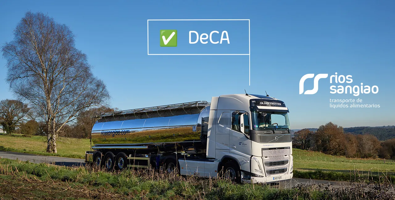 Camión cisterna isotérmica en una zona de prado con DeCA a bordo